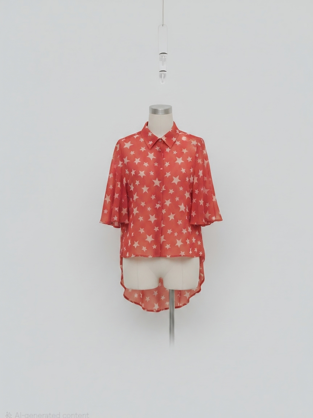 Moa Moa Coral Star Button-Front High-Low Blouse